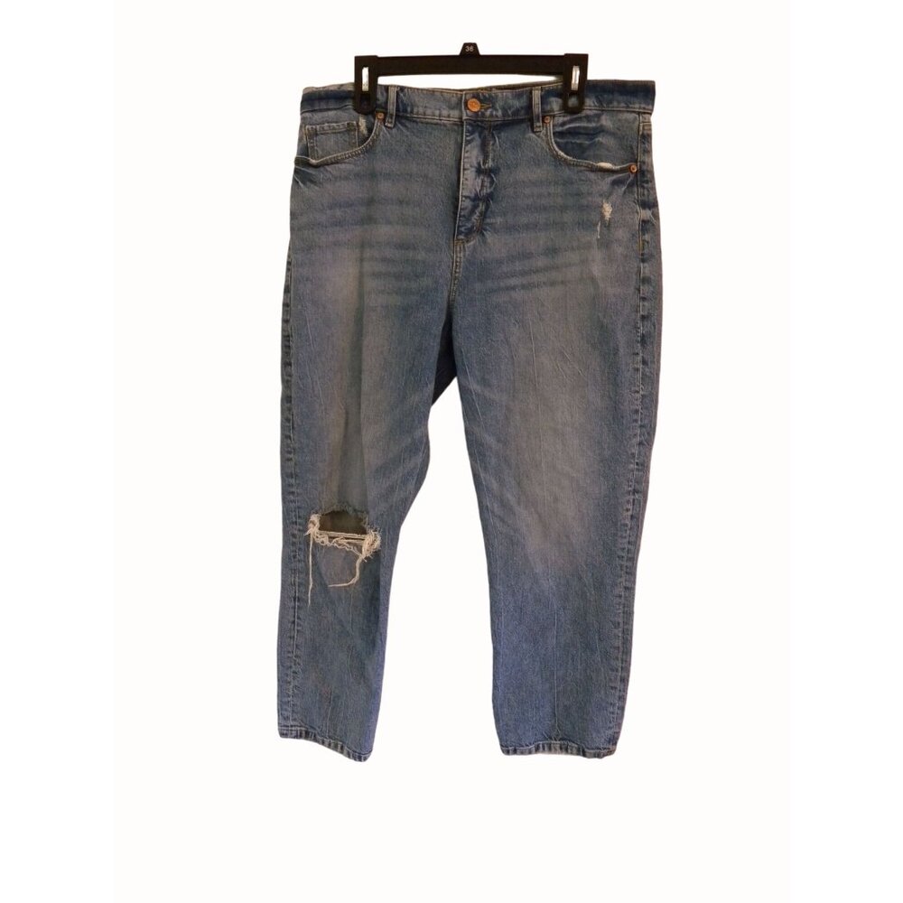 Loft Ann Taylor Capri Jeans 14 Womens Blue Distressed High Waist Straight Crop